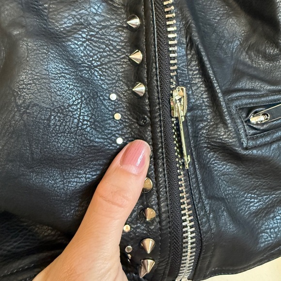 Wow Couture Have the Rad Vibes Faux Leather Moto Jacket Studded Women’s Medium - Picture 7 of 12